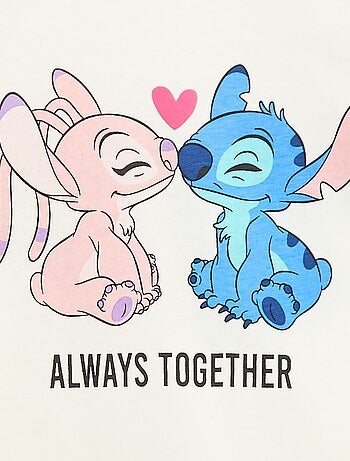 T-shirt 'Disney' 'Stitch & Angel' en coton uni