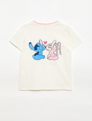 T-shirt 'Disney' 'Stitch & Angel' en coton uni