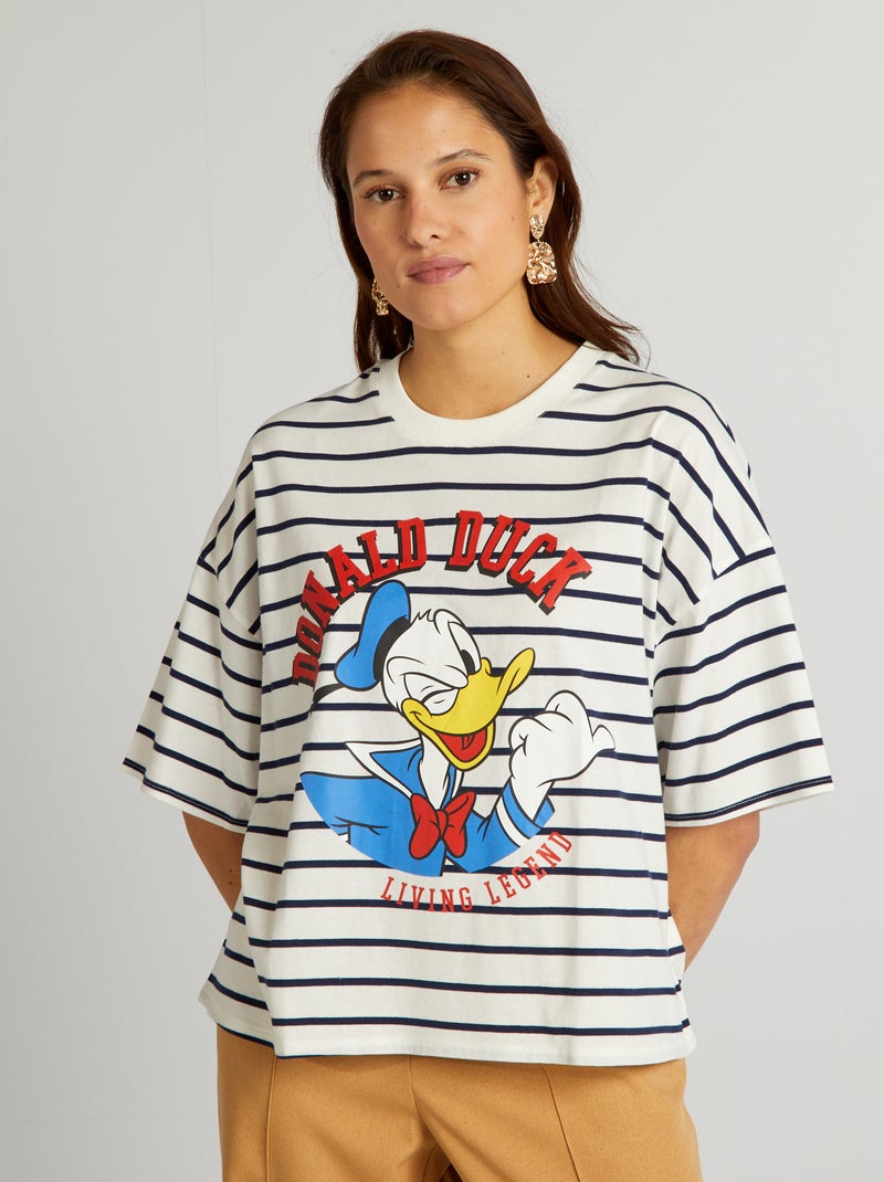 T-shirt 'Donald Duck' de 'Disney' en coton Bleu marine/blanc - Kiabi