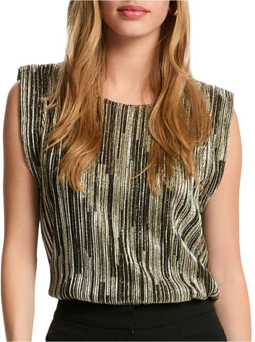 T-Shirt Doré Femme Morgan Plisse Foil - Kiabi T-Shirt Doré Femme Morgan Plisse Foil - Kiabi
