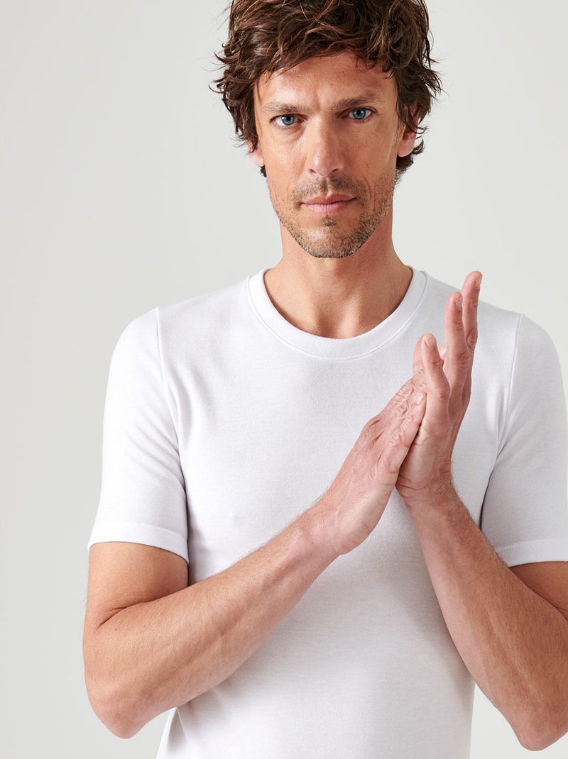 T-shirt double face col rond Thermolactyl thermique - Damart Blanc - Kiabi