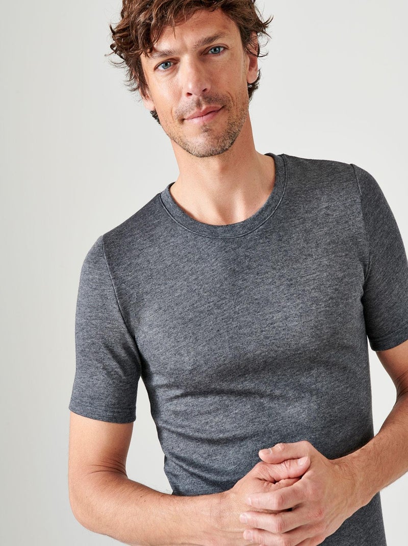 T-shirt double face col rond Thermolactyl thermique - Damart Gris - Kiabi