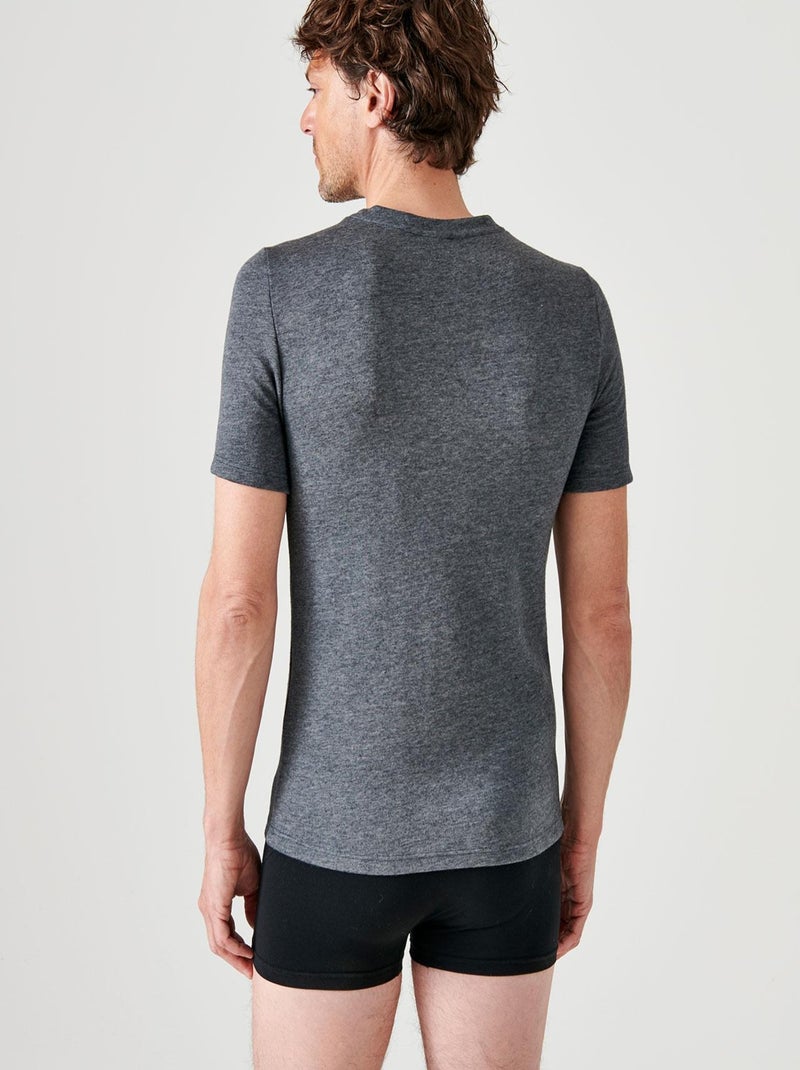 T-shirt double face col rond Thermolactyl thermique - Damart Gris - Kiabi
