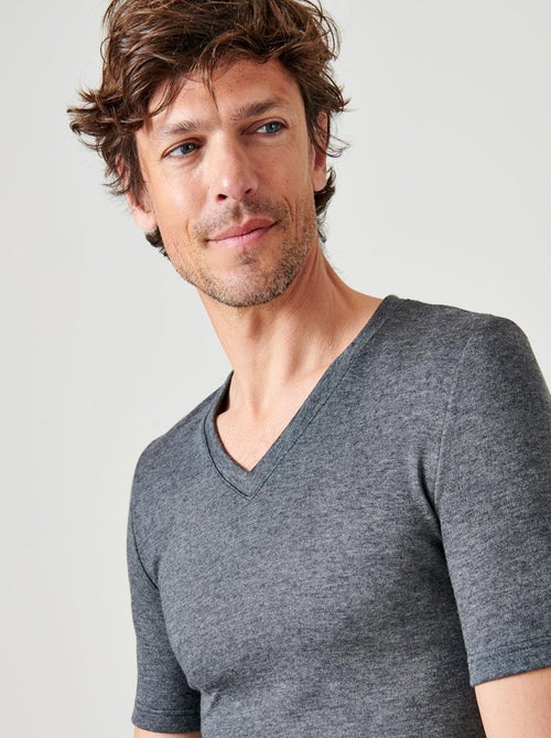 T-shirt double face col V Thermolactyl - Damart - Kiabi