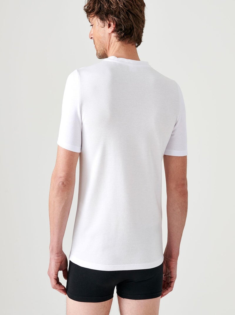 T-shirt double face col V Thermolactyl thermique - Damart Blanc - Kiabi