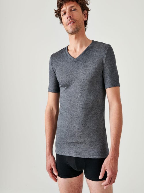 T-shirt double face col V Thermolactyl thermique - Damart - Kiabi