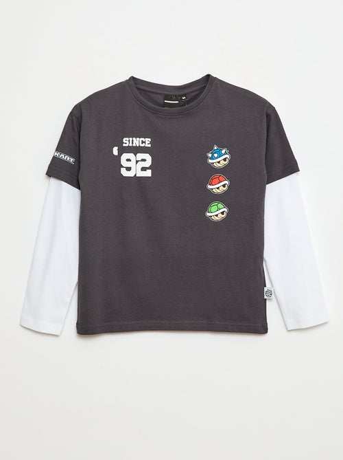 T-shirt doubles manches 'Mario en coton - Kiabi