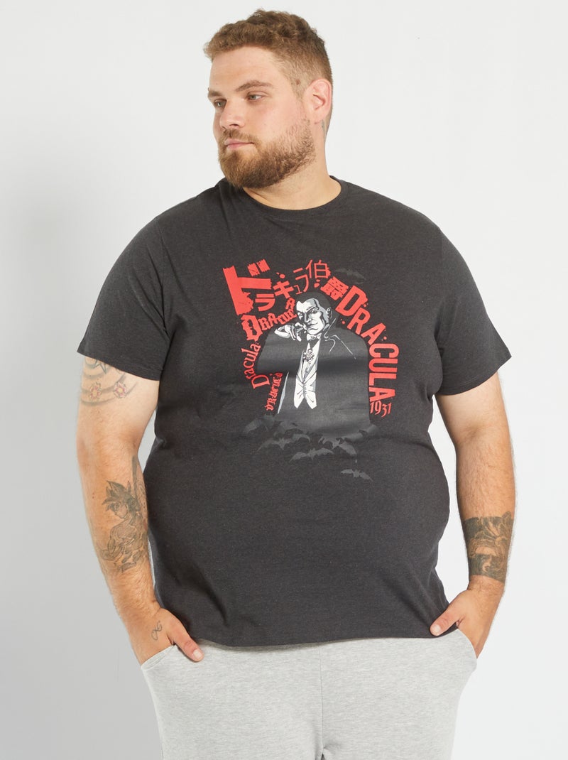 T-shirt 'Dracula' version japonaise anthracite chiné - Kiabi