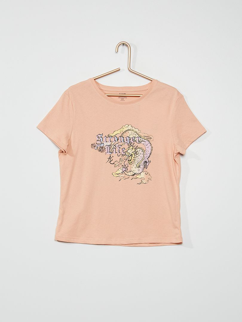 T-shirt 'dragon' rose dragon - Kiabi