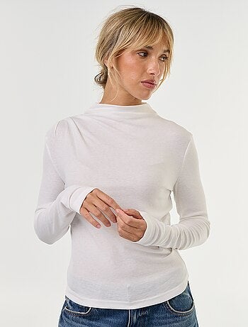 T-shirt drapé à manches longues