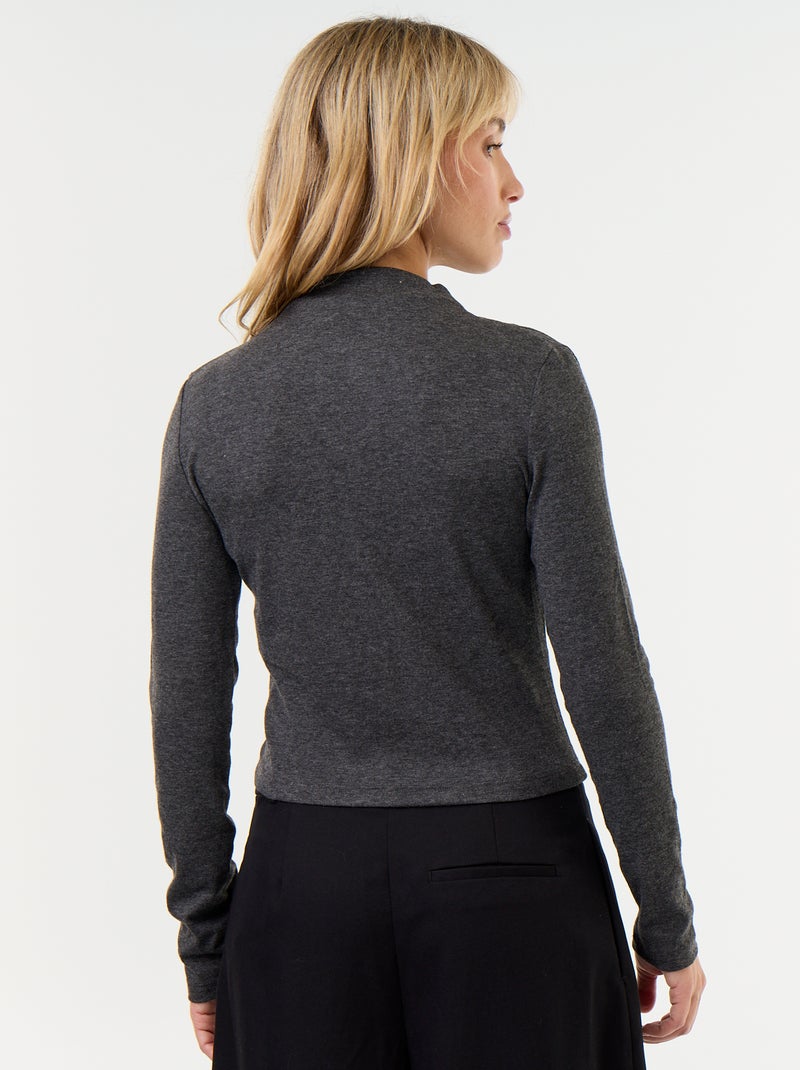 T-shirt drapé à manches longues Gris - Kiabi