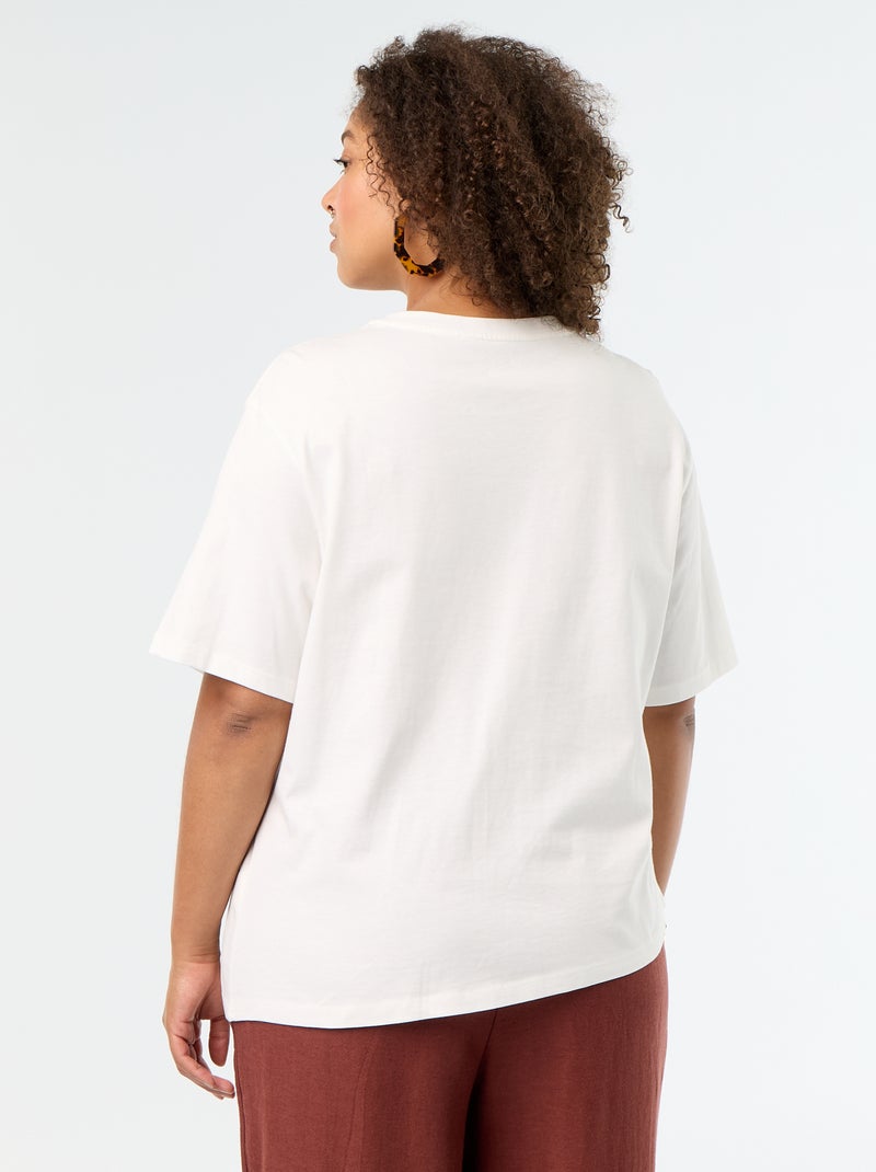 T-shirt drapé avec bijou doré façon broche Blanc - Kiabi