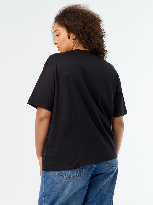 T-shirt drapé avec bijou doré façon broche - Kiabi