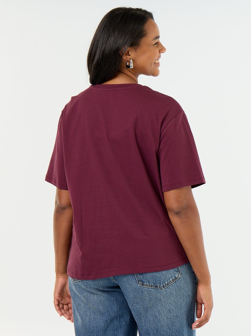 T-shirt drapé avec bijou doré façon broche Rose - Kiabi