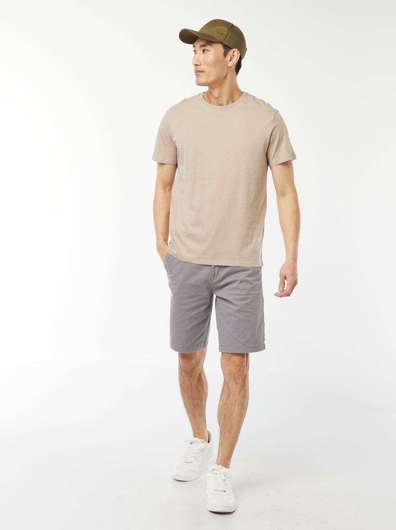 T-shirt droit en jersey uni Beige - Kiabi