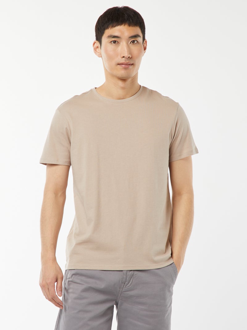 T-shirt droit en jersey uni Beige - Kiabi