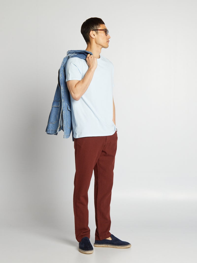 T-shirt droit en jersey uni Bleu ciel - Kiabi