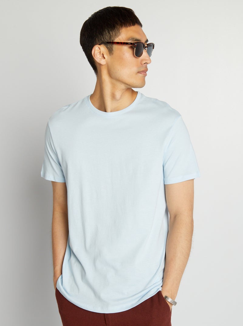 T-shirt droit en jersey uni Bleu ciel - Kiabi