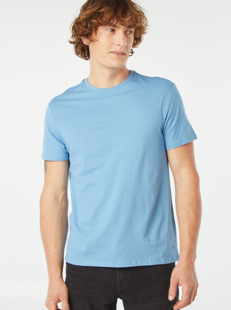 T-shirt droit en jersey uni Bleu clair - Kiabi
