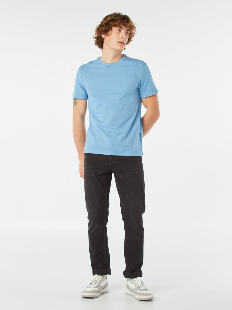 T-shirt droit en jersey uni Bleu clair - Kiabi