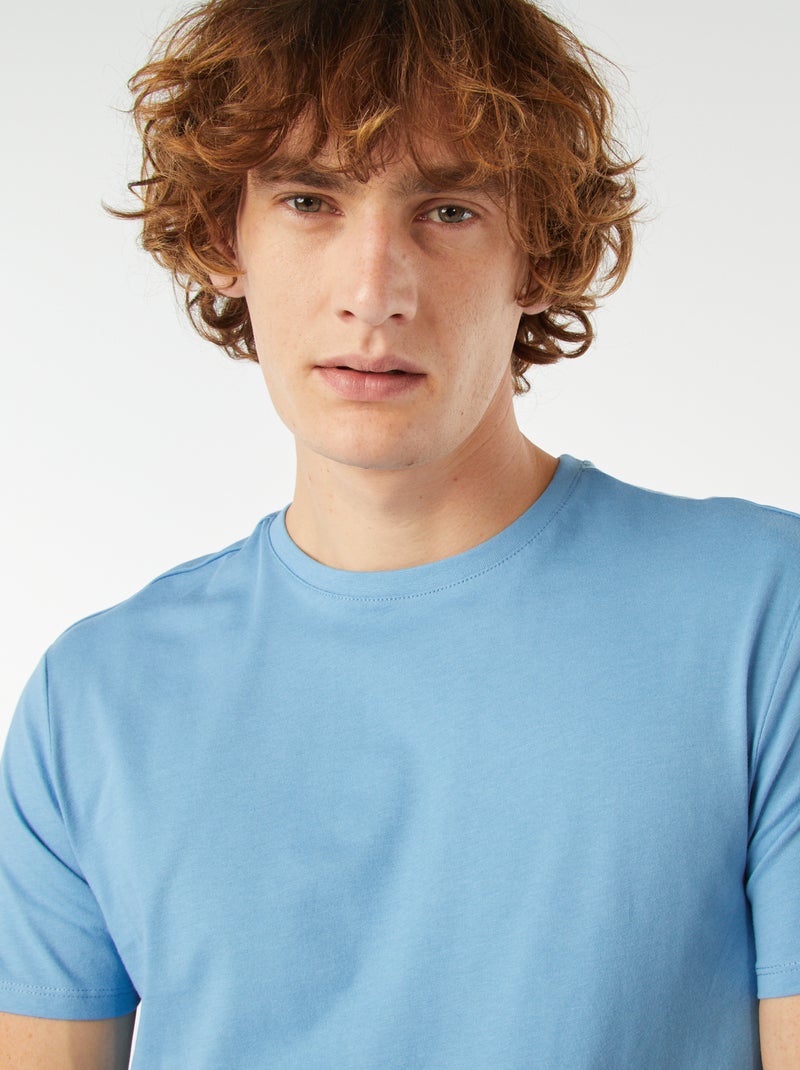 T-shirt droit en jersey uni Bleu clair - Kiabi