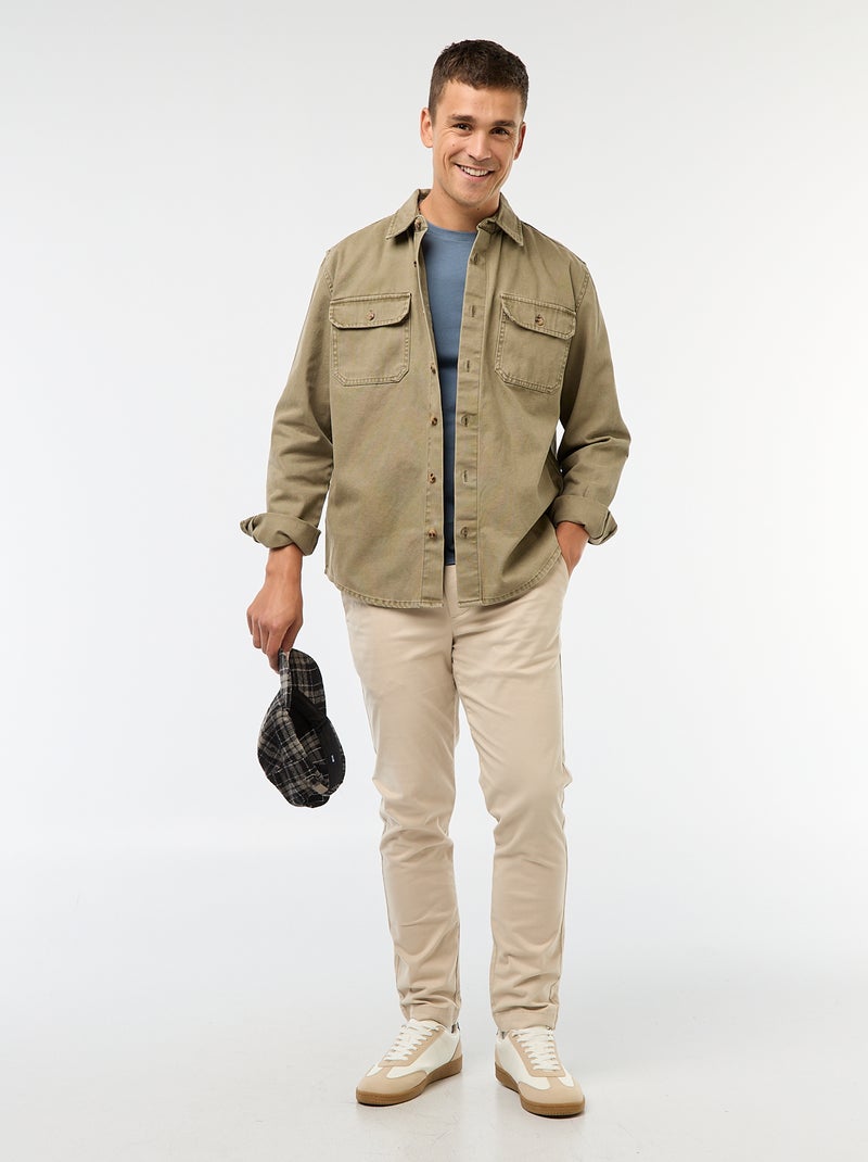 T-shirt droit en jersey uni Bleu gris - Kiabi