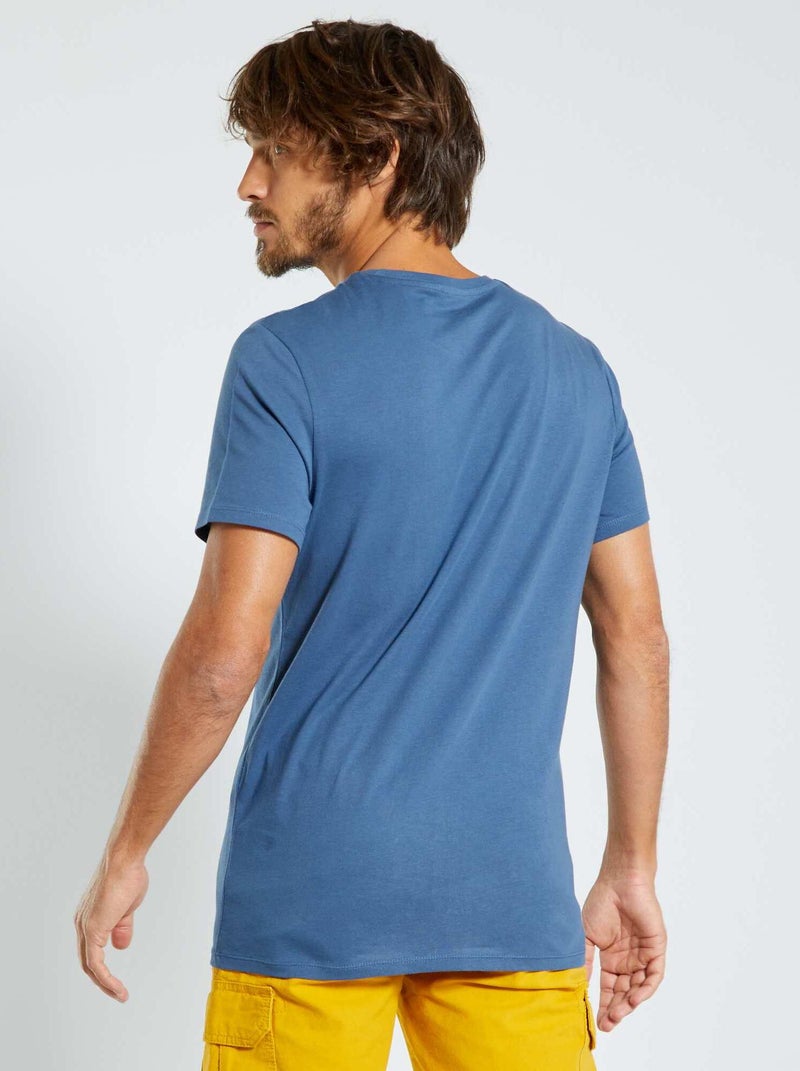 T-shirt droit en jersey uni Bleu gris - Kiabi