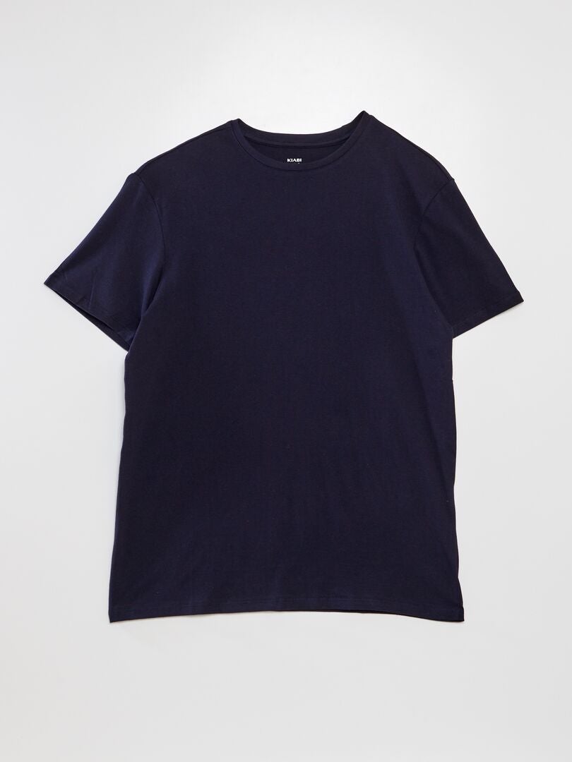 T-shirt droit en jersey uni Bleu marine - Kiabi
