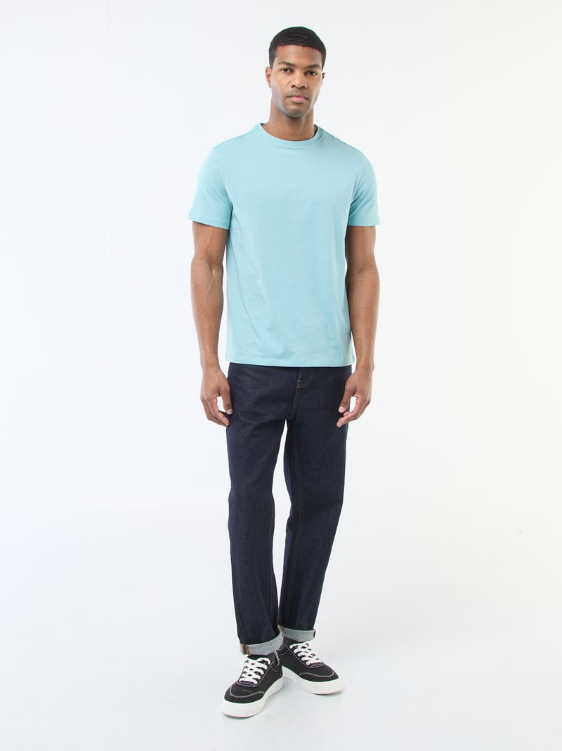 T-shirt droit en jersey uni Bleu - Kiabi