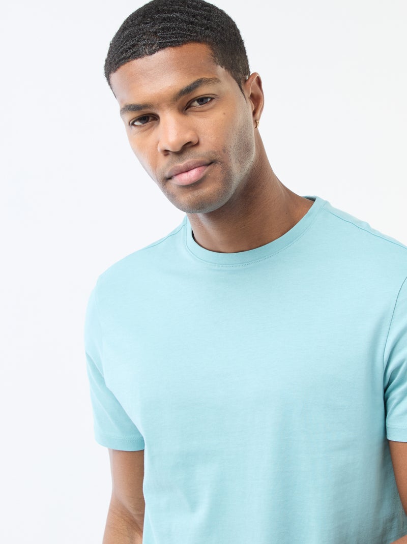 T-shirt droit en jersey uni Bleu - Kiabi