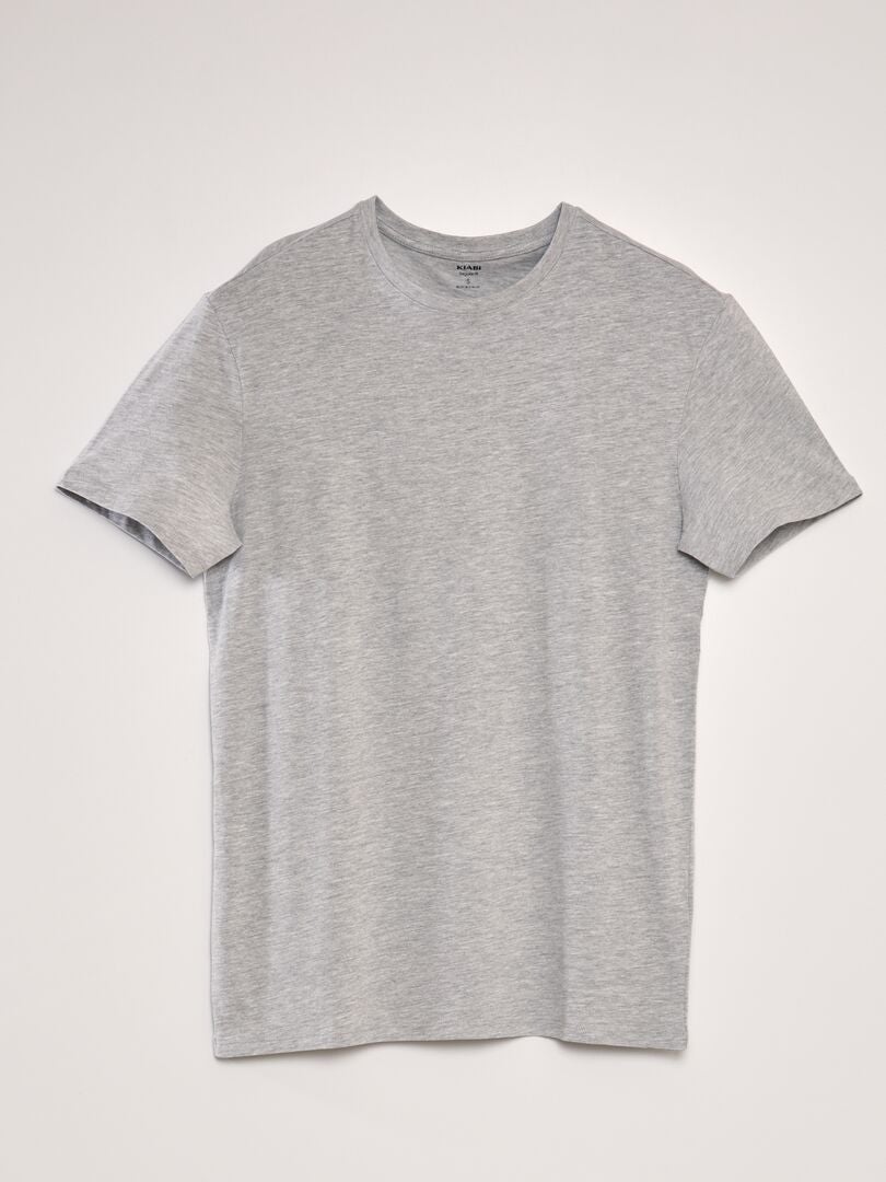 T-shirt droit en jersey uni gris chiné clair - Kiabi