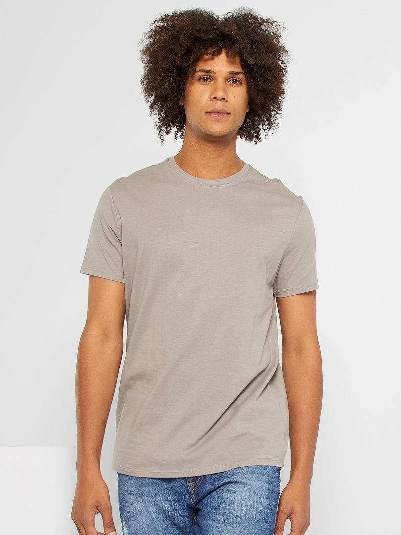 T-shirt droit en jersey uni gris - Kiabi