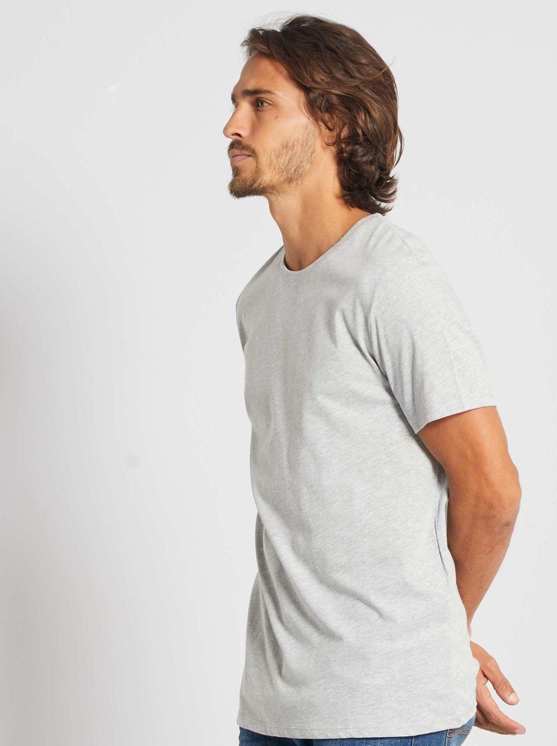 T-shirt droit en jersey uni Gris - Kiabi