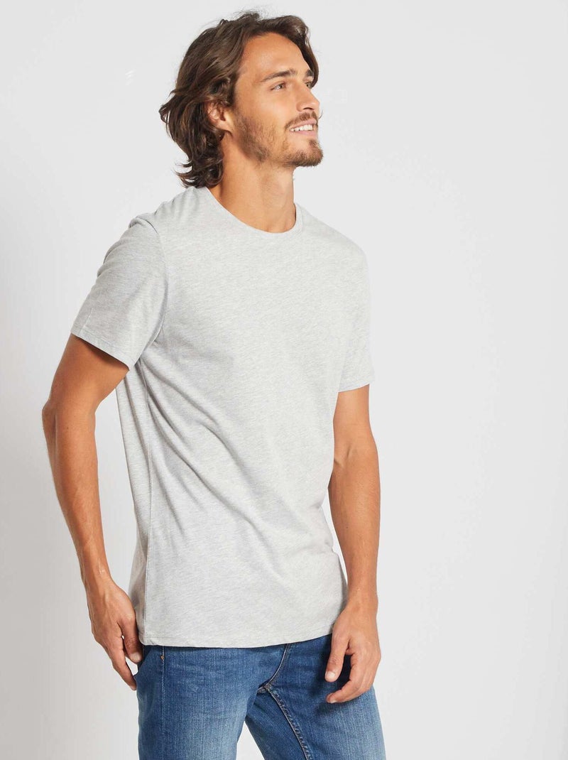 T-shirt droit en jersey uni Gris - Kiabi