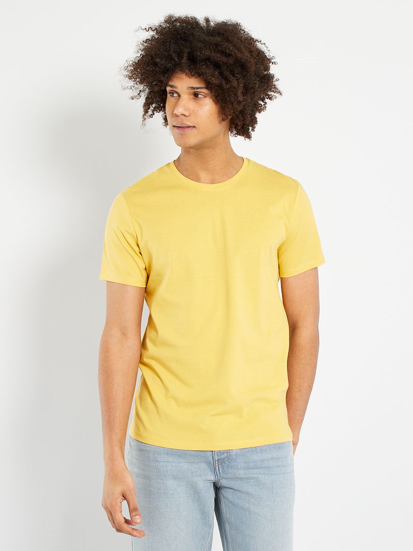 T-shirt droit en jersey uni jaune anis - Kiabi