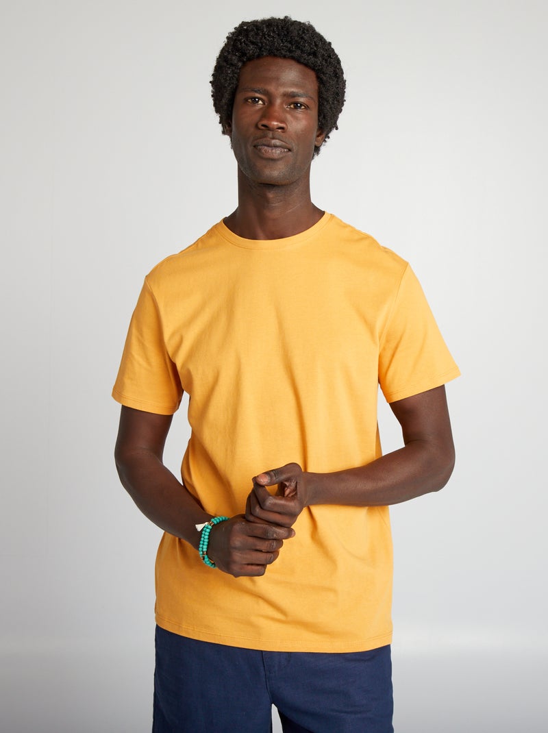 T-shirt droit en jersey uni Jaune - Kiabi