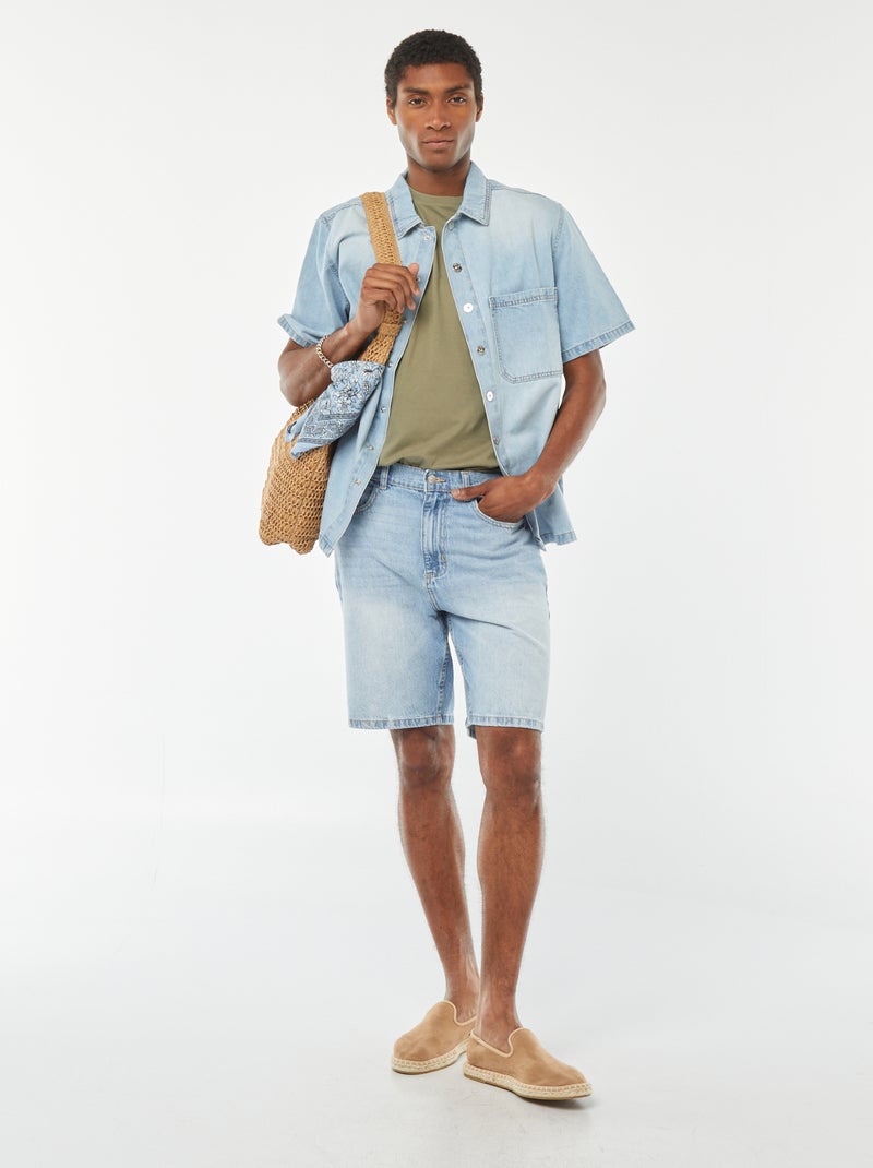 T-shirt droit en jersey uni kaki - Kiabi