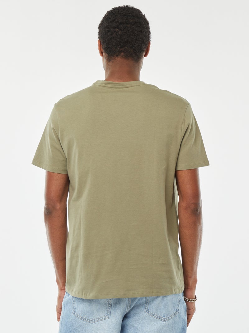 T-shirt droit en jersey uni kaki - Kiabi