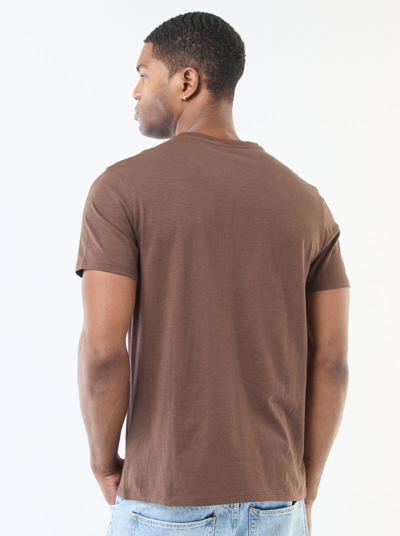 T-shirt droit en jersey uni Marron - Kiabi