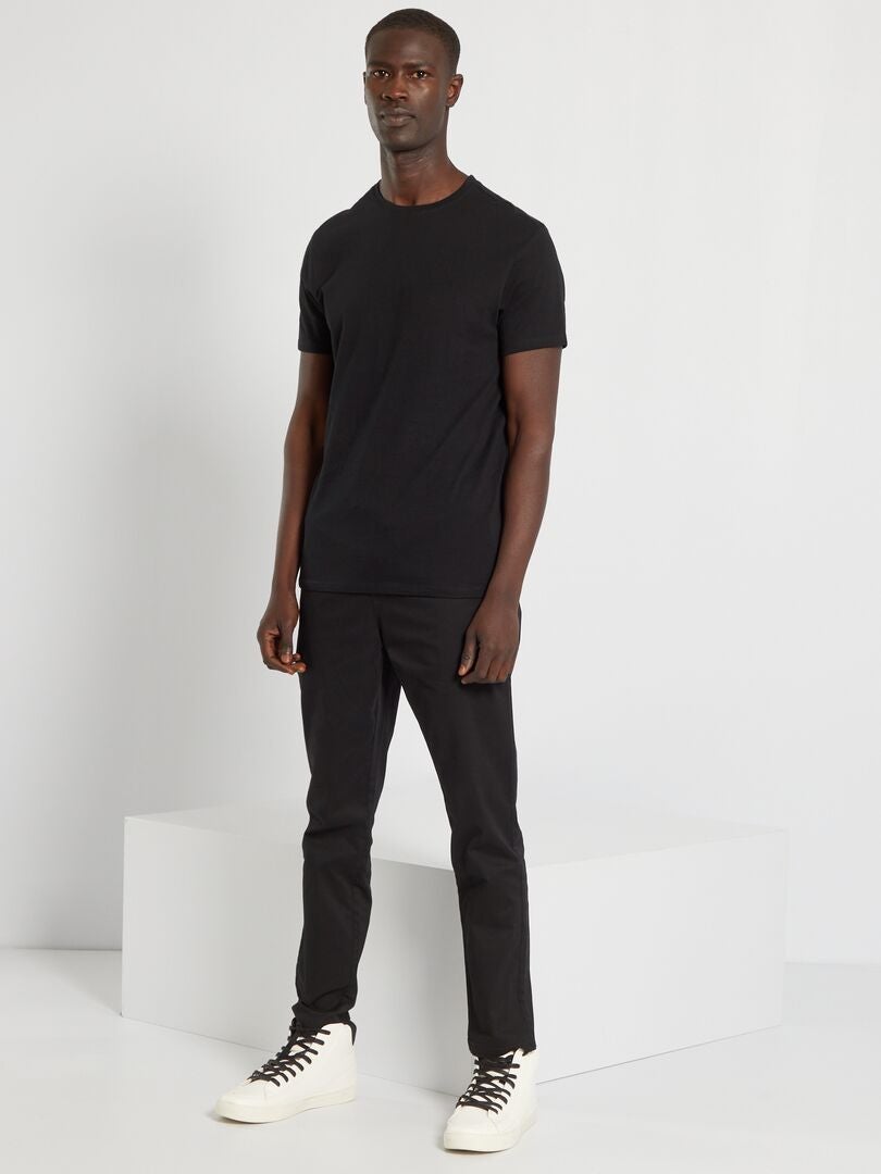 T-shirt droit en jersey uni noir - Kiabi