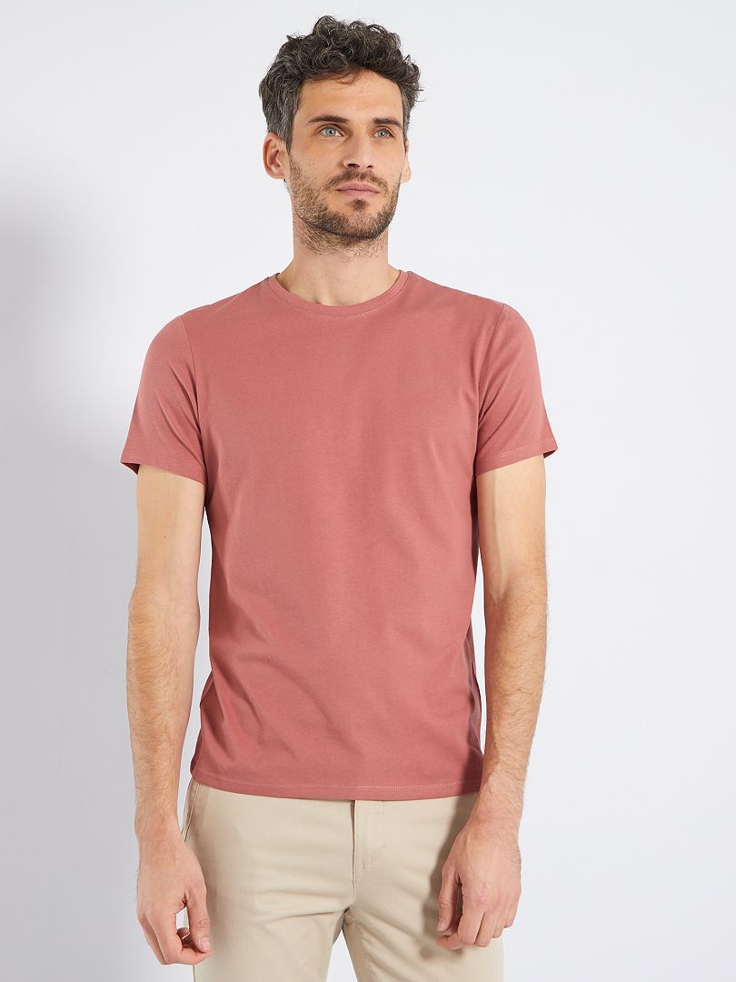 T-shirt droit en jersey uni rose - Kiabi