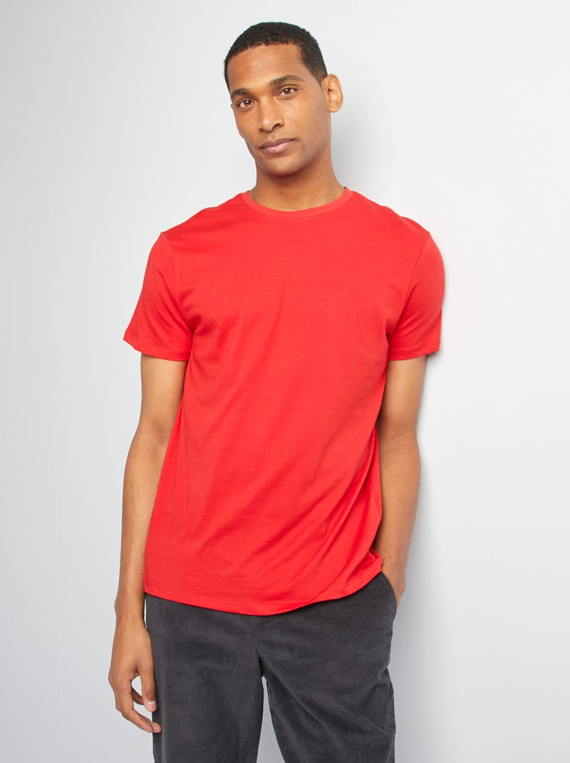 T-shirt droit en jersey uni ROUGE - Kiabi