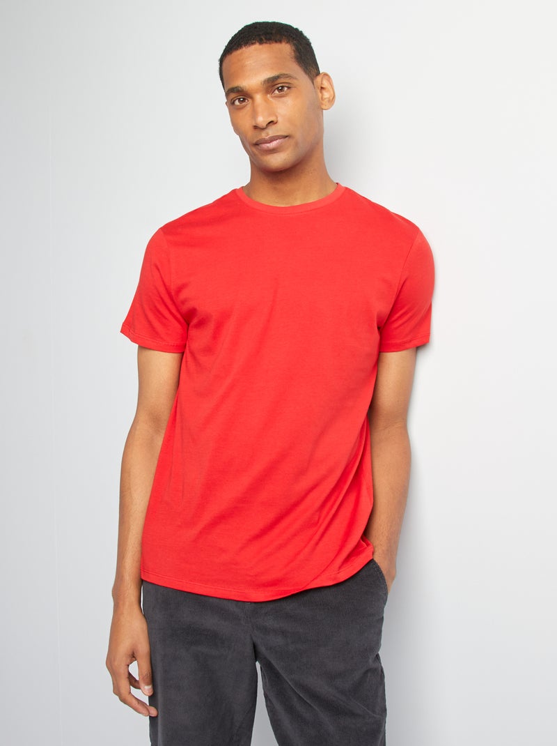 T-shirt droit en jersey uni rouge - Kiabi