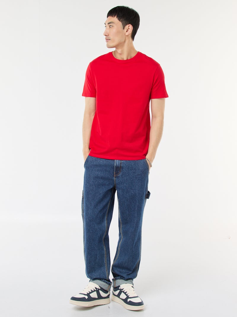 T-shirt droit en jersey uni Rouge - Kiabi