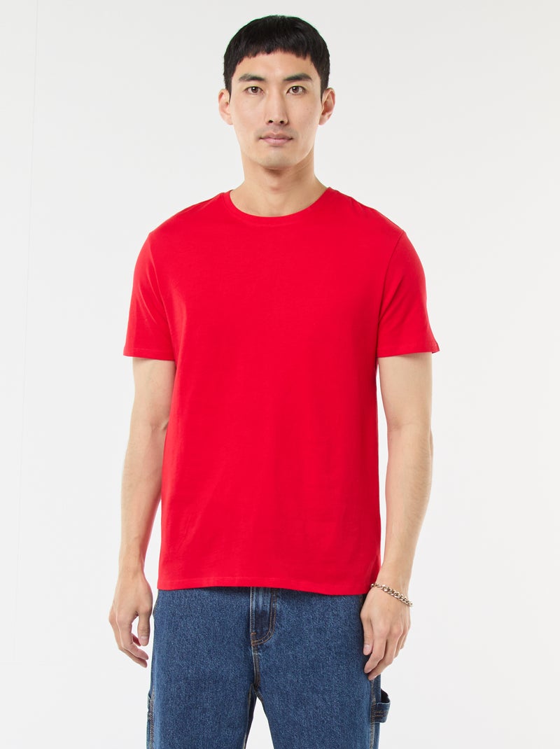 T-shirt droit en jersey uni Rouge - Kiabi