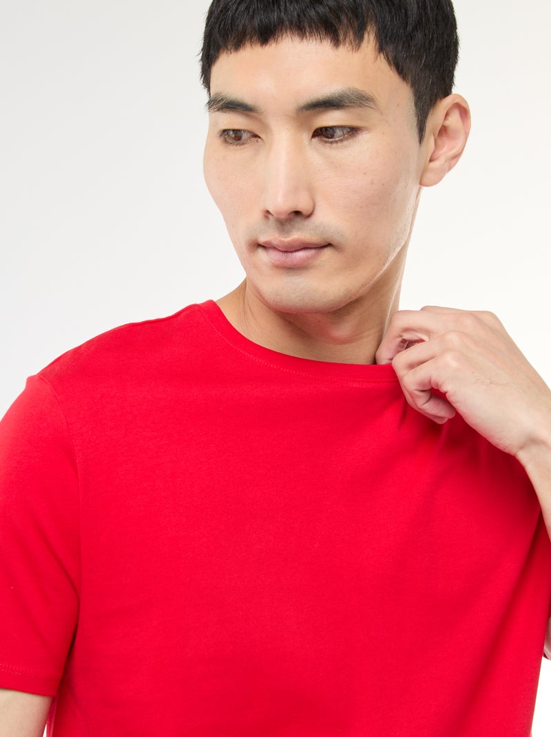 T-shirt droit en jersey uni Rouge - Kiabi