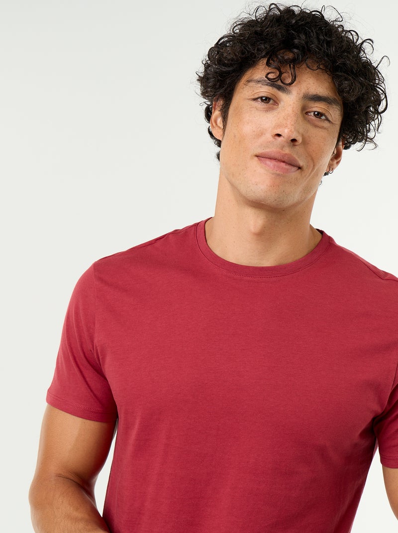 T-shirt droit en jersey uni Rouge - Kiabi