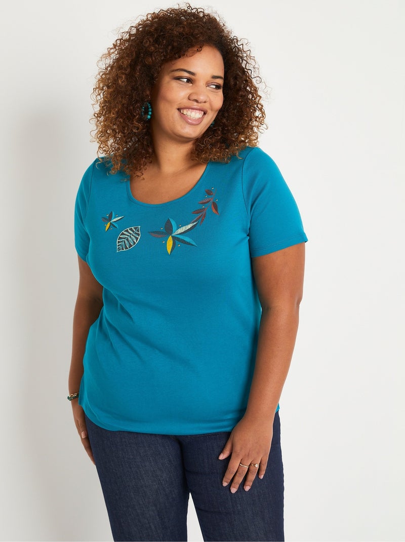 T-shirt droit long manches courtes Vert - Kiabi