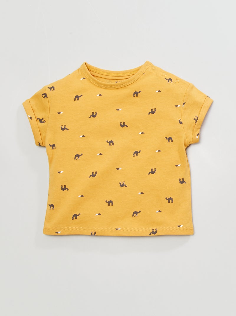 T-shirt 'dromadaire' à col rond Moutarde - Kiabi