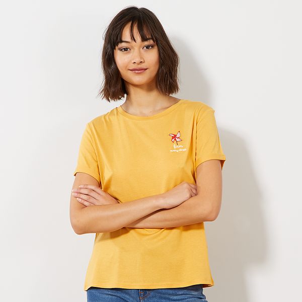 t shirt femme jaune